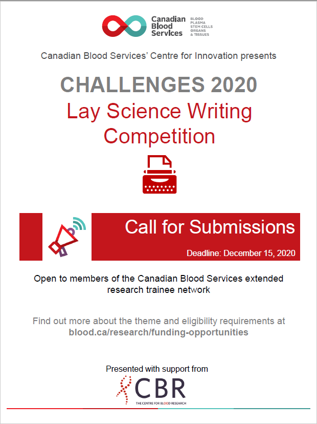 Poster with the details outlined above about the lay science writing competition
