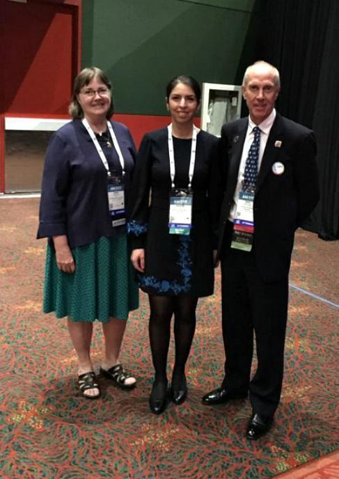 Narges receiving her award for “2019 Outstanding Abstract Award for Trainees” at AABB 2019
