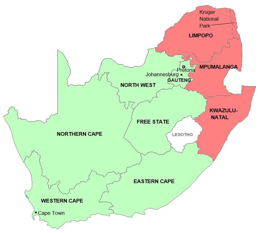 Malaria Risk For Each Country   South Africa Map Malaria Risk 