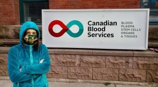 Image of Abby with Canadian blood services logo