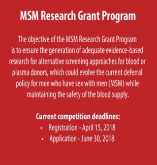 Poster of MSM Research Grant with red background and white text