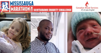 Collage of 3 people for Mississauaga Marathon Scotiabank Charity Challenge