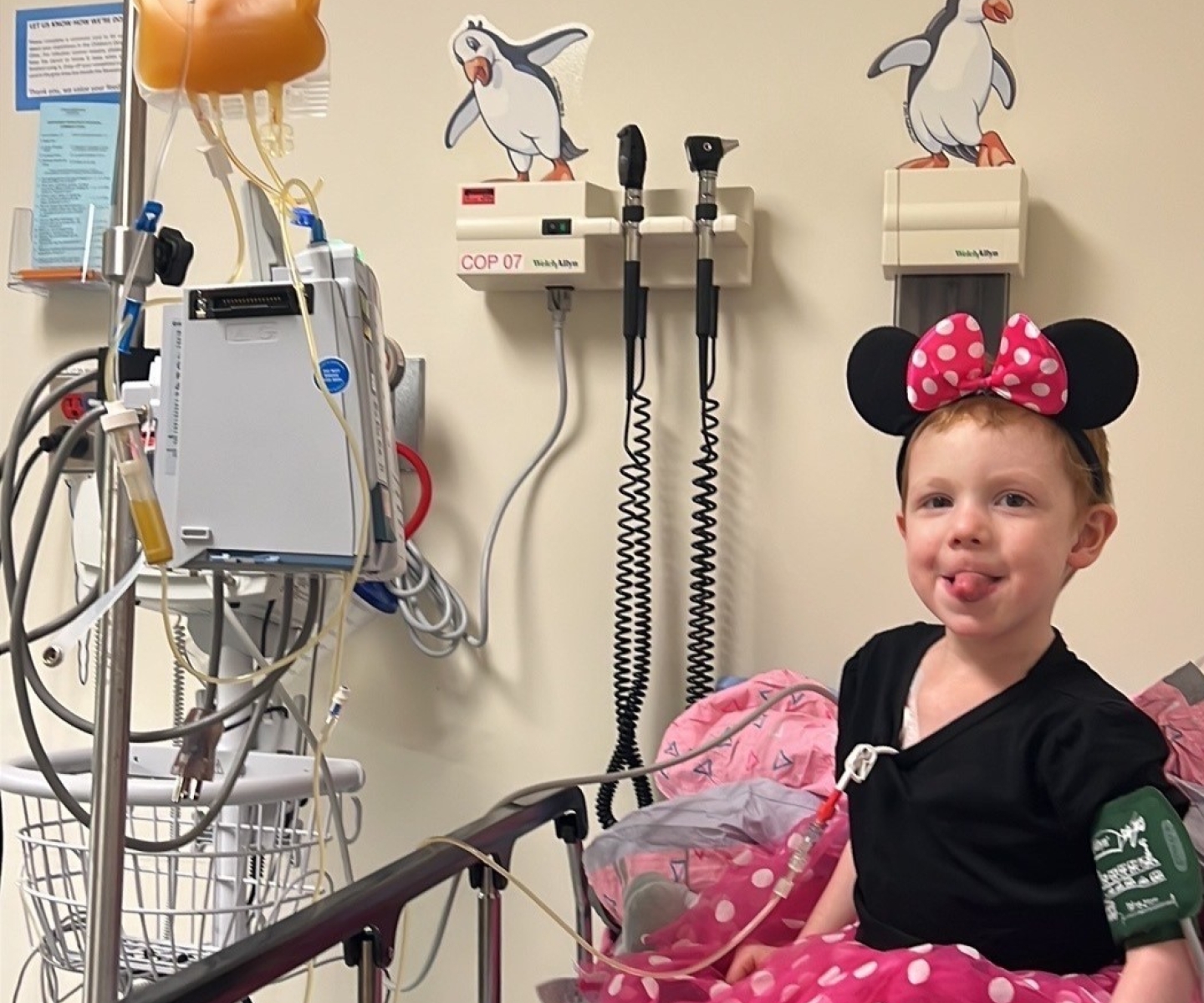 Child receiving blood transfusion