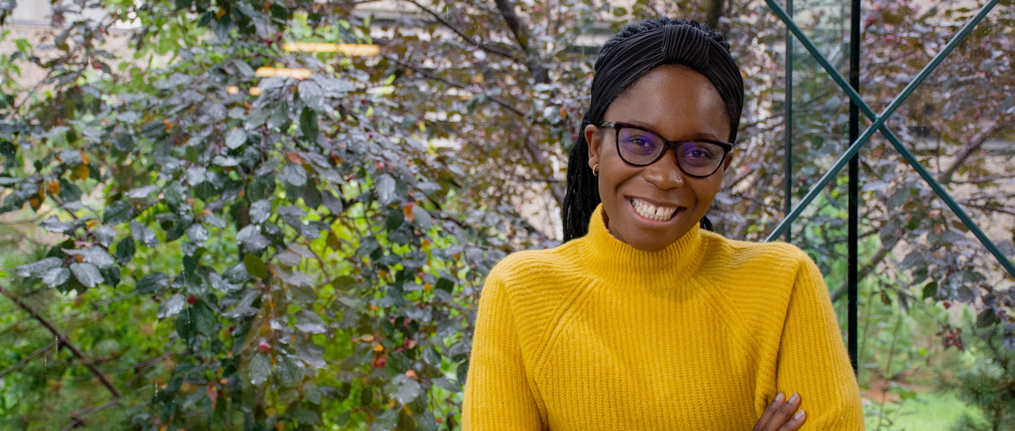 Sylvia Okonofua, a Black woman leading a campaign to recruit Black Canadians to the stem cell registry, smiles for a portrait. 