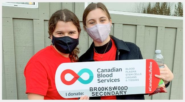 Brookswood Secondary School students in Langley, B.C. encourage youth blood donation