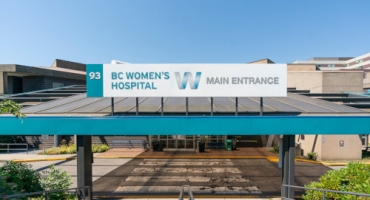 Front entrance and sign of the BC Women's hospital and health centre.