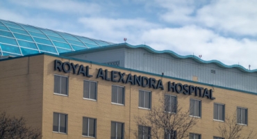 The Royal Alexandra Hospital or RAH building sign. A large and long serving hospital in the Canadian province of Alberta.